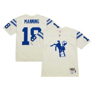 Peyton Manning Indianapolis Colts Mitchell & Ness Chainstitch Legacy Jersey - Cream- 49Native