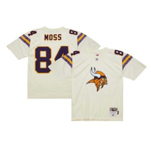 Randy Moss Minnesota Vikings Mitchell & Ness Chainstitch Legacy Jersey - Cream- 49Native