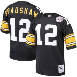 Terry Bradshaw Pittsburgh Steelers Mitchell & Ness Authentic Throwback Retired Player Jersey - Black- 49Native