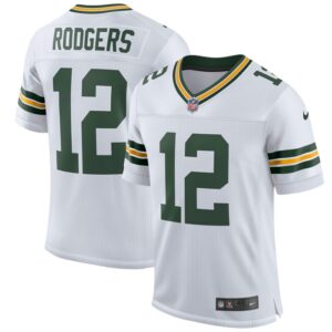 Aaron Rodgers Green Bay Packers Nike Classic Elite Player Jersey - White- 49Native