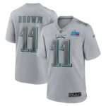 A.J. Brown Philadelphia Eagles Nike Super Bowl LVII Patch Atmosphere Fashion Game Jersey - Gray- 49Native