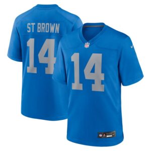 Amon-Ra St. Brown Detroit Lions Nike Alternate Game Jersey -  Blue- 49Native