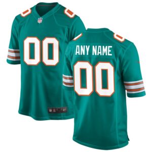 Miami Dolphins Nike Alternate Custom Game Jersey - Aqua- 49Native