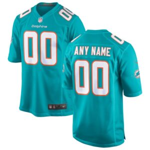 Miami Dolphins Nike Custom Game Jersey - Aqua- 49Native