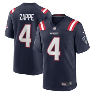 Bailey Zappe New England Patriots Nike Game Player Jersey - Navy- 49Native