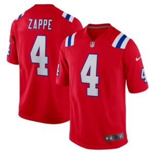 Bailey Zappe New England Patriots Nike Alternate Game Player Jersey - Red- 49Native