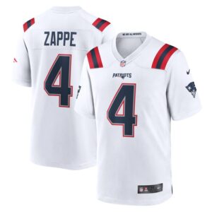 Bailey Zappe New England Patriots Nike Game Player Jersey - White- 49Native