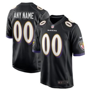 Baltimore Ravens Nike Alternate Custom Game Jersey - Black- 49Native