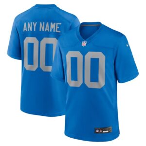 Detroit Lions Nike Alternate Custom Game Jersey - Blue- 49Native