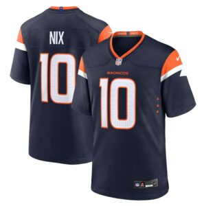 Bo Nix Denver Broncos Nike Alternate Game Jersey -  Navy- 49Native