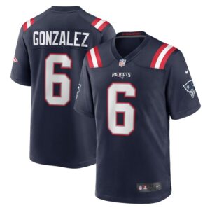 Christian Gonzalez New England Patriots Nike Team Game Jersey -  Navy- 49Native