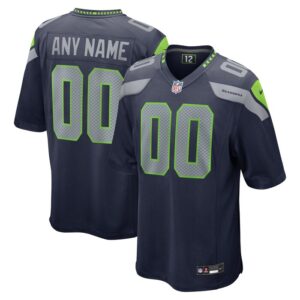 Seattle Seahawks Nike Custom Game Jersey - College Navy- 49Native
