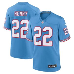 Derrick Henry Tennessee Titans Nike Oilers Throwback Alternate Game Player Jersey - Light Blue- 49Native