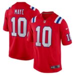 Drake Maye New England Patriots Nike 2024 NFL Draft First Round Pick Player Game Jersey - Red- 49Native
