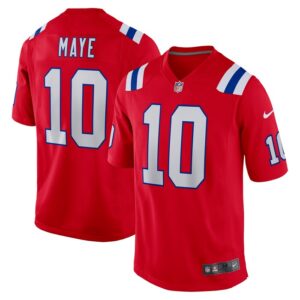 Drake Maye New England Patriots Nike 2024 NFL Draft First Round Pick Player Game Jersey - Red- 49Native