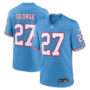 Eddie George Tennessee Titans Nike Oilers Throwback Retired Player Game Jersey - Light Blue- 49Native