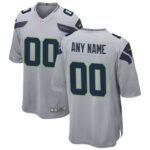 Seattle Seahawks Nike Alternate Custom Game Jersey - Gray- 49Native