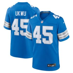 Isaac Ukwu Detroit Lions Nike Game Jersey -  Blue- 49Native