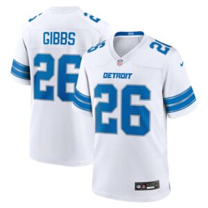 Jahmyr Gibbs Detroit Lions Nike Game Jersey - White- 49Native