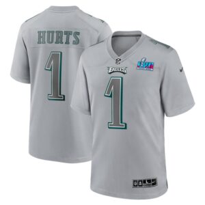 Jalen Hurts Philadelphia Eagles Nike Super Bowl LVII Patch Atmosphere Fashion Game Jersey - Gray- 49Native