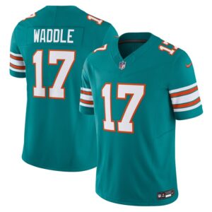 Jaylen Waddle Miami Dolphins Nike Vapor F.U.S.E. Limited Jersey - Aqua- 49Native