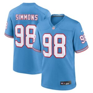 Jeffery Simmons Tennessee Titans Nike Oilers Throwback Alternate Game Player Jersey - Light Blue- 49Native