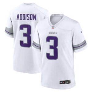 Jordan Addison Minnesota Vikings Nike Alternate Game Player Jersey - White- 49Native
