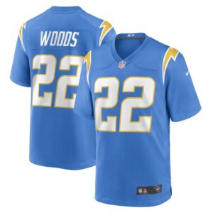 JT Woods Los Angeles Chargers Nike Game Player Jersey - Powder Blue- 49Native