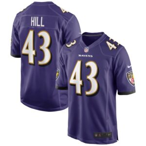 Justice Hill Baltimore Ravens Nike Game Jersey - Purple- 49Native