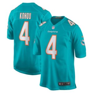 Kader Kohou Miami Dolphins Nike Game Player Jersey - Aqua- 49Native