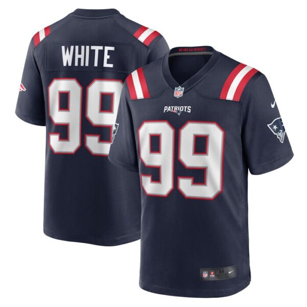 Keion White New England Patriots Nike Team Game Jersey -  Navy- 49Native