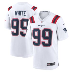 Keion White New England Patriots Nike  Game Jersey -  White- 49Native