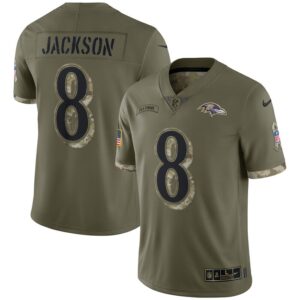 Lamar Jackson Baltimore Ravens Nike 2022 Salute To Service Limited Jersey - Olive- 49Native