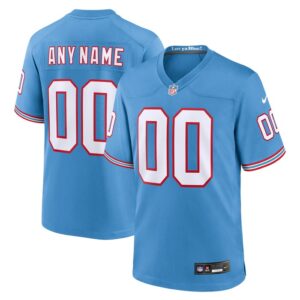 Tennessee Titans Nike Oilers Throwback Custom Game Jersey - Light Blue- 49Native