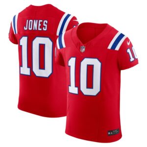 Mac Jones New England Patriots Nike Alternate Vapor F.U.S.E. Elite Jersey - Red- 49Native