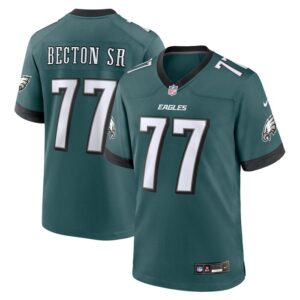 Mekhi Becton Sr. Philadelphia Eagles Nike Game Jersey - Midnight Green- 49Native