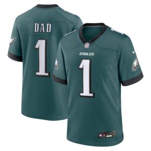 Philadelphia Eagles Nike #1 Dad Game Jersey - Midnight Green- 49Native
