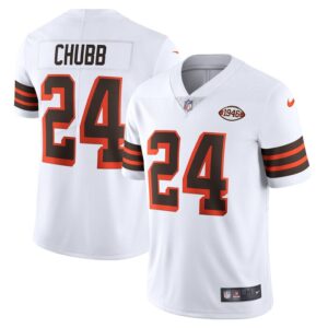 Nick Chubb Cleveland Browns Nike 1946 Collection Alternate Vapor Limited Jersey - White- 49Native