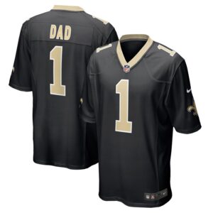 Number 1 Dad New Orleans Saints Nike Game Jersey - Black- 49Native