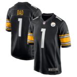 Number 1 Dad Pittsburgh Steelers Nike Game Jersey - Black- 49Native