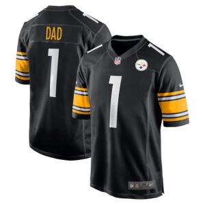 Number 1 Dad Pittsburgh Steelers Nike Game Jersey - Black- 49Native