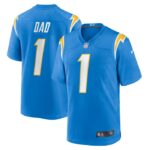 Number 1 Dad Los Angeles Chargers Nike Game Jersey - Powder Blue- 49Native