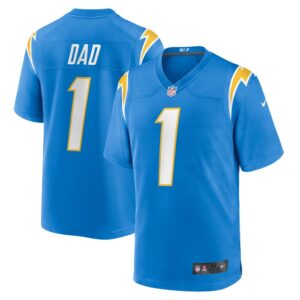 Number 1 Dad Los Angeles Chargers Nike Game Jersey - Powder Blue- 49Native