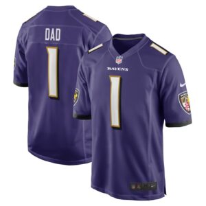 Number 1 Dad Baltimore Ravens Nike Game Jersey - Purple- 49Native