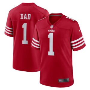 Number 1 Dad San Francisco 49ers Nike Game Jersey - Scarlet- 49Native