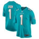 Number 1 Groom Miami Dolphins Nike Game Jersey - Aqua- 49Native