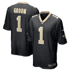 Number 1 Groom New Orleans Saints Nike Game Jersey - Black- 49Native