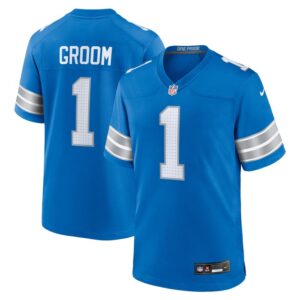 Number 1 Groom Detroit Lions Nike Game Jersey - Blue- 49Native