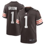 Number 1 Groom Cleveland Browns Nike Game Jersey - Brown- 49Native