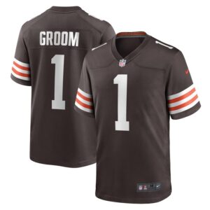 Number 1 Groom Cleveland Browns Nike Game Jersey - Brown- 49Native